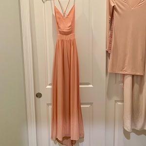 LONG MAXI BACKLESS PINK DRESS
